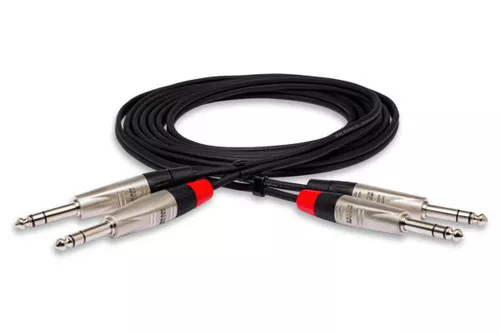 Hosa Pro Stereo Interconnect, Dual REAN 1/4 in TRS to Same, 15 ft