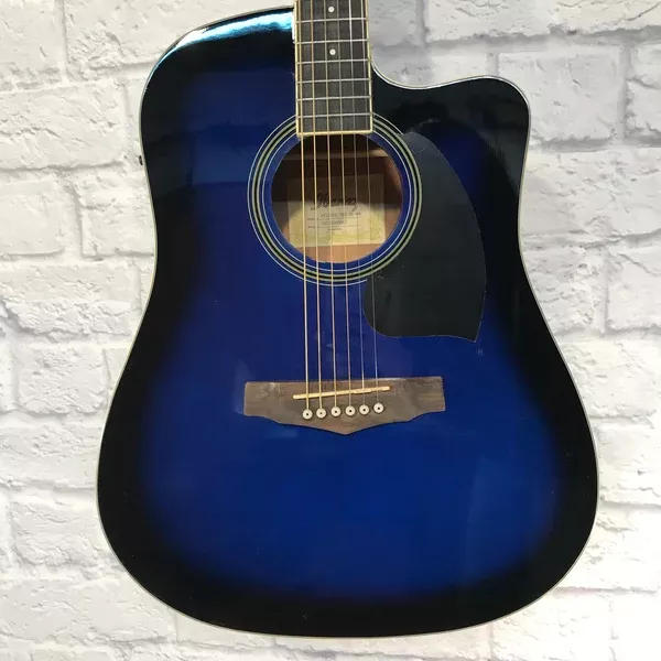 ** Ibanez Performance Series PF15 Cutaway Dreadnought Acoustic-Electric Guitar Transparent Blue Burst