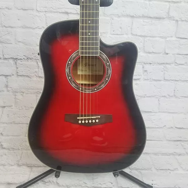 ** Ibanez PF28ECE Performance Series Dreadnought Cutaway Acoustic-Electric Guitar - Trans Red Sunburst