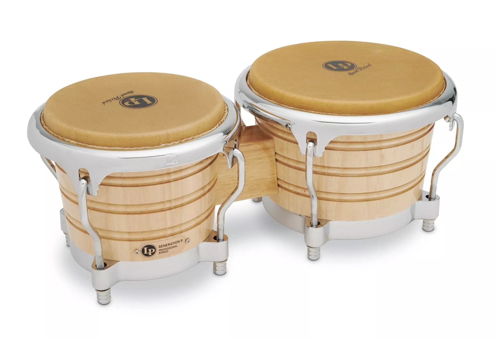 Latin Percussion LP201AX-2 7-1/4" and 8-5/8" Bongos - Natural with Chrome Hardware